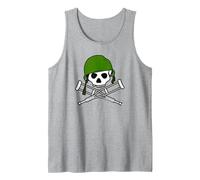 Jackass Military Helmet Skull & Crossbones Logo Débardeur, Homme, Gris Chiné, M