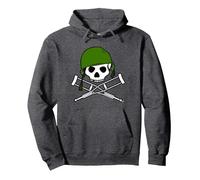 Jackass Military Helmet Skull & Crossbones Logo Sweat à Capuche, Unisexe pour Adultes, Chiné Foncé, M