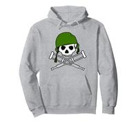 Jackass Military Helmet Skull & Crossbones Logo Sweat à Capuche, Unisexe pour Adultes, Gris Chiné, XL