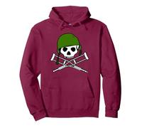 Jackass Military Helmet Skull & Crossbones Logo Sweat à Capuche, Unisexe pour Adultes, Marron, L