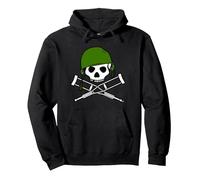 Jackass Military Helmet Skull & Crossbones Logo Sweat à Capuche, Unisexe pour Adultes, Noir, XXL