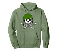Jackass Military Helmet Skull & Crossbones Logo Sweat à Capuche, Unisexe pour Adultes, Vert Sauge, M