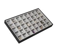 JACKCUBE DESIGN Boîtier de Rangement Bijoux en Cuir Synthétique Empilable avec 40 Compartiments, Organiseur/Boîte/Coffret pour - Boucles d'oreilles Colliers - Bracelets - Bagues (Noir)-MK212-1A