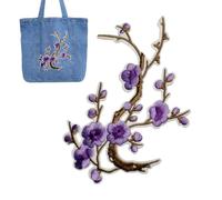 Jacket Iron On Patch - Embroidered Plum Flower Patch for Backpacks
