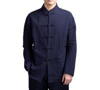 Jacket Kung Fu Loose, Chinese Tang Suit Men Traditional Kung Fu Tai Chi Jacket Solid Color Long Sleeve,Traditional Tang Costume for Men