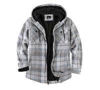 JACKETOWN Veste Polaire Homme Avec Capuche Chemise En Flanelle à Carreaux Veste Mi-Saison Chaude Doublée Manteau Décontracté Avec Poches Idéale Pour L’automne Et L’hiver