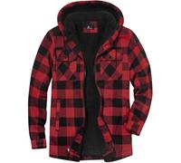 JACKETOWN Veste Polaire Homme Avec Capuche Chemise En Flanelle à Carreaux Veste Mi-Saison Chaude Doublée Manteau Décontracté Avec Poches Idéale Pour L’automne Et L’hiver