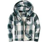 JACKETOWN Veste Polaire Homme Avec Capuche Chemise En Flanelle à Carreaux Veste Mi-Saison Chaude Doublée Manteau Décontracté Avec Poches Idéale Pour L’automne Et L’hiver