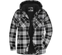 JACKETOWN Veste Polaire Homme Avec Capuche Chemise En Flanelle à Carreaux Veste Mi-Saison Chaude Doublée Manteau Décontracté Avec Poches Idéale Pour L’automne Et L’hiver