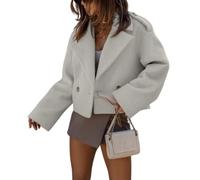 Jackets for Women Cropped Blazer Long Sleeve Button Front Fall Coat | Modern Cropped Silhouette Wide Lapel Collar Long Sleeves Button Front Versatile Layering For Office Travel And Weekends