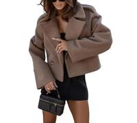 Jackets for Women Cropped Blazer Long Sleeve Button Front Fall Coat | Modern Cropped Silhouette Wide Lapel Collar Long Sleeves Button Front Versatile Layering For Office Travel And Weekends