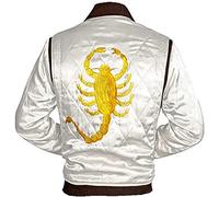 JACKETZONE Drive Scorpion Veste matelassée en satin | Ryan Gosling Bomber, Ivoire - Veste en satin, M