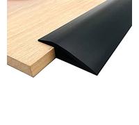 jackfru Bande de recouvrement autocollante 1 m/2 m/3 m, profilé de transition en PVC, hauteur inférieure à 10 mm, rail de transition stratifié (1, noir, 3 m x 1 cm)