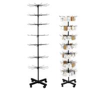 jackfru Présentoir rotatif à 7 niveaux - Diamètre : 40 cm - Hauteur : 160 cm - Avec crochets - Support rotatif pour bijoux, chaîne, écharpe, chaussettes, carte postale (noir)