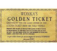Jackgold Honey Plaque métallique Willy Wonka Ticket doré Charlie Chocolate Factory That Await You 20,3 x 30,5 cm