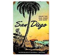 Jackgold - Plaque en métal rétro avec inscription « Honey » - San Diego - Décoration murale - 30,5 x 20,3 cm