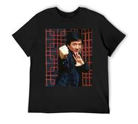 Jackie Chan Athletic Muscle Fit T-shirt à manches courtes en coton extensible pour salle de sport et entraînement, Noir , XXL