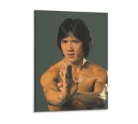 Jackie Chan Cadre en Bois Impression sur Toile Image pour Décoration Artistique Salon Bureau Intérieur