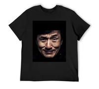 Jackie chan T-shirt à manches courtes en coton Pima de qualité supérieure pour homme et femme, Noir , L