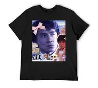 Jackie Chan T-shirt décontracté à manches courtes pour tous les jours, Noir , S