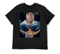 Jackie Chan T-shirt surdimensionné en coton pour homme, coupe ample, style streetwear, haut à manches courtes avec épaules tombantes pour la mode urbaine, Noir , XXL