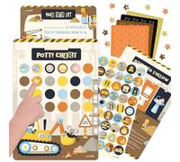 jackinthebox Tableau d'apprentissage de la propreté de la construction | Plus de 100 autocollants pailletés | Plus de 320 autocollants imprimés | Certificat de réussite | Tableau de pot pour garçons