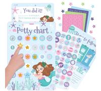 jackinthebox Tableau d'apprentissage de la propreté sirène | Plus de 100 autocollants pailletés | Plus de 320 autocollants imprimés | Certificat de réussite | Tableau de pot pour garçons et filles