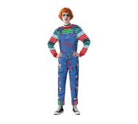Jackolume Costume de poupée d'horreur pour adultes, combinaison de jeu pour enfant, combinaison et chemise rayée, déguisement de film d'horreur, fantôme, bons gars, tenues de cosplay