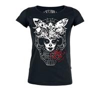 JACK'S INN 54 T-Shirt Femme T-Shirt Girlie Mariposa Muerto Noir L, Femmes, Casual/Fashion, été