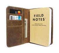 Jack's Point Couverture en cuir pour notes de terrain - Carnet de poche pour ordinateurs portables de 8,9 x 14 cm, cuir véritable pleine fleur marron cousu à la main, plusieurs poches pour plus de