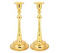 Jacksking Bougeoir 2 pièces avec Une tête, candélabre, bougeoir Pratique, innovant, en Forme de Corne en Alliage de Zinc et bougeoirs Coniques dorés Centres de Table pour dîner à la Maison (doré)