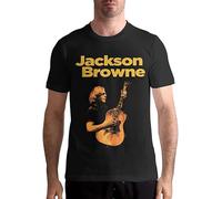 Jackson Browne Men's T-Shirt Unisex Black Cotton Hip Hop Print Tee Shirts M
