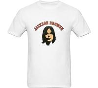 Jackson Browne Men's T-Shirt Unisex White Cotton Hip Hop Print Tee Shirts M