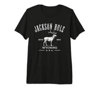 Jackson Hole Wyoming Estd 1892 Motif élan Vieilli T-Shirt Haut de Gamme