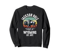 Jackson Hole Wyoming Souvenir Bison WY Femmes Hommes Vintage Sweatshirt