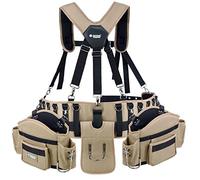 Jackson Palmer Ceinture à outils professionnelle Comfort-Rig avec bretelles réglables (poches amovibles et 2 crochets électriques) - Marron clair et noir