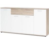 JACKY Buffet bas classique blanc etReproduction chene mat - L 160 cm