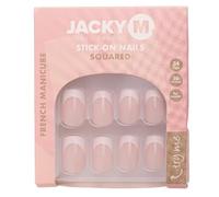 JACKY M. Lot de 24 faux ongles carrés à coller pour manucure française