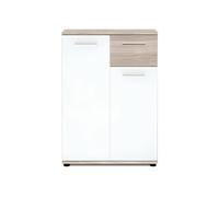 JACKY Meuble de rangement - Blanc mat et décor chene - Classique - L 60 cm