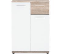 Jacky Meuble De Rangement Classique Blanc Mat Et Décor Chene - L 60 Cm