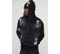 Jaclet oversize en jean à écusson homme - bleu - XL, bleu