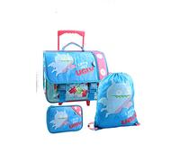 Jacob & Co. Ugly Dolls Cartable à roulettes + Boîte à crayons + Sac de sport Enfants, 41 cm, Bleu