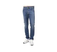 Jacob Cohën - Jean Slim Délavé Bleu avec Coutures Jaunes - Homme - Jeans - Bleu - Taille: W29