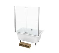 Jacob Delafon Baignoire Bain Douche Capsule, compacte + Pare Bain en Niche 120 x 80 cm