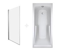 Baignoire droite Corvette confort + pare bain Acrylique renforcé 180 x 80