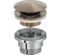 Jacob Delafon Bonde de Lavabo Louise - Laiton - Compatible Avec/Sans Trop-Plein - Bouchon Clic-Clac Universel G1 1/4 pour Vasque ou Lavabo Salle de Bain - 6,8x6,8x6,0 cm - Finition Bronze - E30536-BCN