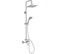Jacob Delafon - Colonne de Douche Mécanique COLETTE - Pomme de Tête de 20cm - Douchette 4 Jets - Régulateur de Débit - Butée de Sécurité - 21,5 x 111,8 x 42,6 cm - Finition Chrome - E29868-CP