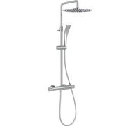 Jacob Delafon - Colonne de Douche Thermostatique - Tête Ronde 30cm, Douchette carrée, Régulateur de Débit, Économies d'Eau - Chrome - E26587-CP