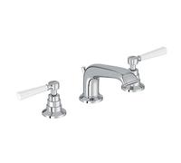 Jacob Delafon E24305-CP Mélangeur lavabo 3 trous Cléo 1889 avec vidage, style rétro poignées levier céramique, Chrome