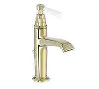 Jacob Delafon E24307-BGG Mitigeur lavabo Cléo 1889 avec vidage, style rétro poignée céramique, Or Beige